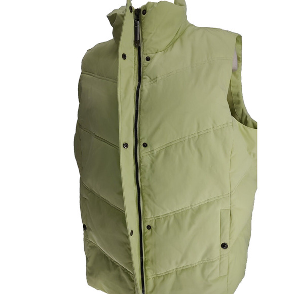 Zeroxposur Woman Quilted Puffer Vest Size 1X Neon Green Down Feathers Zip Snap - Picture 4 of 10